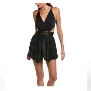 NWT Ramy Brook Yoshi Halter Black Dress with Gold Accents